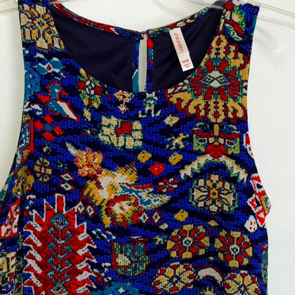 Xhilaration multi colored shift dress, sleeveless, size wmns med. Fully lined